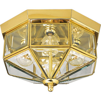 Beveled Glass Four Light Flush Mount in Polished Brass (54|P5789-10)