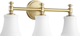 Rossington Three Light Vanity in Aged Brass|Satin Opal (19|5122-3-80)