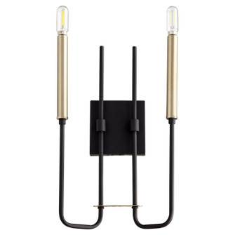 Hope Two Light Wall Mount in Textured Black w/ Aged Brass (19|530-2-6980)