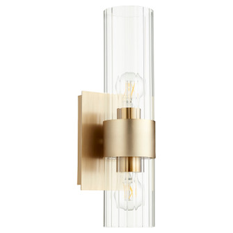 5828 Clear Fluted Wall Mounts Two Light Wall Mount in Aged Brass (19|5826-2-80)