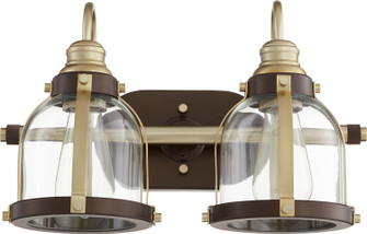 Banded Lighting Series Two Light Vanity in Aged Brass w/ Oiled Bronze (19|586-2-8086)