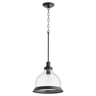 Ring Lighting Series One Light Pendant in Textured Black w/ Clear/Seeded (19|6193-12-69)