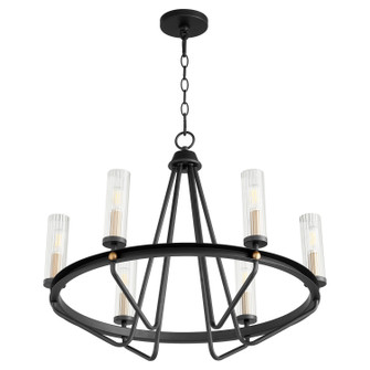 Empire Six Light Chandelier in Textured Black w/ Aged Brass (19|629-6-6980)