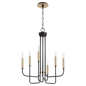 Hope Six Light Chandelier in Textured Black w/ Aged Brass (19|630-6-6980)