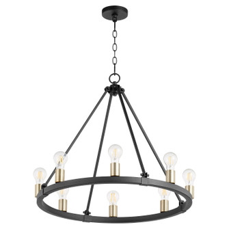 Paxton Eight Light Chandelier in Textured Black|Aged Brass (19|64-8-6980)