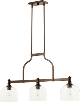 Richmond Three Light Island Pendant in Oiled Bronze w/ Clear/Seeded (19|6611-3-186)