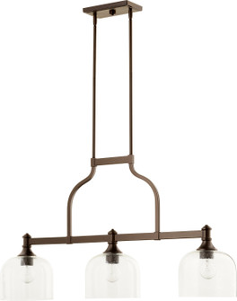 Richmond Three Light Island Pendant in Oiled Bronze|Clear Seeded (19|6611-3-186)