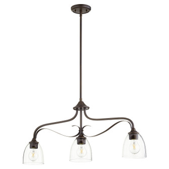 Jardin Three Light Island Pendant in Oiled Bronze w/ Clear/Seeded (19|6627-3-286)