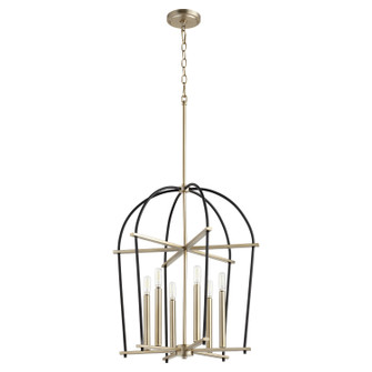 Espy Six Light Entry Pendant in Textured Black|Aged Brass (19|687-6-6980)
