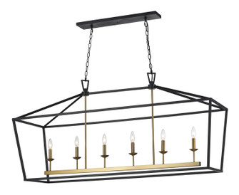 Six Light Pendant in Black/Antique Gold (110|10267 BK/AG)