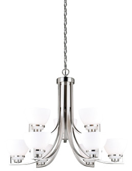 Metropolis Nine Light Chandelier in Satin Nickel (63|H0175)