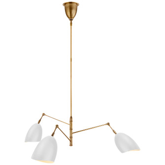 Sommerard Three Light Chandelier in Hand-Rubbed Antique Brass and White (268|ARN 5008HAB-WHT)