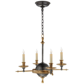 Leaf And Arrow Four Light Chandelier in Bronze with Antique Brass (268|CHC 1448BZ/AB)