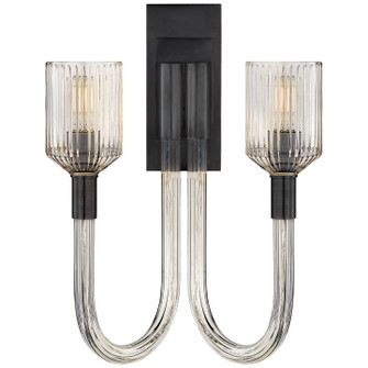 Reverie Two Light Wall Sconce in Clear Ribbed Glass and Bronze (268|KW 2404CRB/BZ)