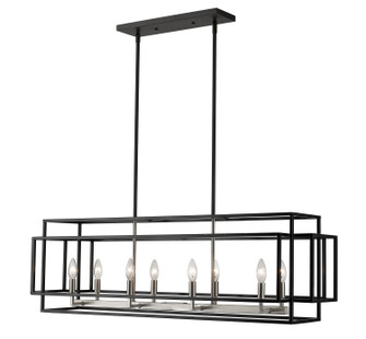 Titania Eight Light Linear Chandelier in Black + Brushed Nickel (224|454-44L-BK-BN)