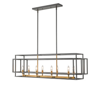 Titania Eight Light Linear Chandelier in Bronze + Olde Brass (224|454-44L-BRZ-OBR)