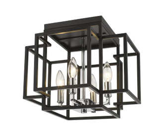 Titania Four Light Flush Mount in Black + Chrome (224|454F-BK-CH)
