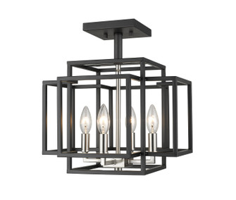Titania Four Light Semi Flush Mount in Black + Brushed Nickel (224|454SF-BK-BN)