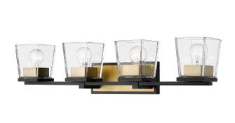 Bleeker Street Four Light Vanity in Matte Black + Olde Brass (224|475-4V-MB-OBR)