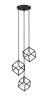 Vertical Three Light Chandelier in Matte Black / Brushed Nickel (224|478-3MB-BN)