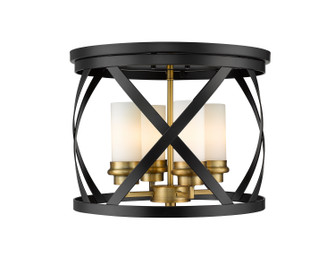 Malcalester Four Light Flush Mount in Matte Black + Olde Brass (224|481F16-MB-OBR)