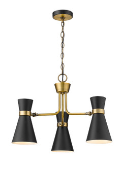 Soriano Three Light Chandelier in Matte Black + Heritage Brass (224|728-3MB-HBR)