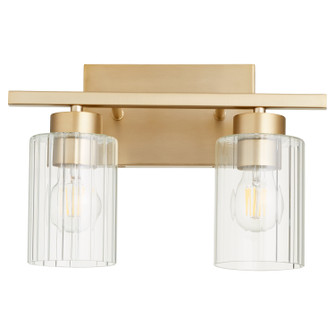 Ladin Two Light Vanity in Aged Brass w/ Clear Fluted Glass (19|501-2-280)