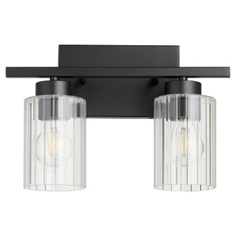 Ladin Two Light Vanity in Textured Black w/ Clear Fluted Glass (19|501-2-69)