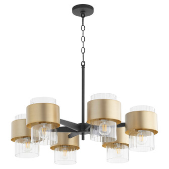 Epsilon Six Light Chandelier in Textured Black w/ Aged Brass (19|683-6-6980)