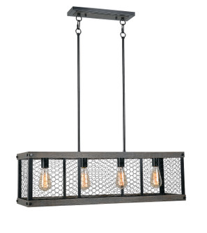 Cozy Four Light Island Pendant in Wood and Oil Rubbed Bronze (87|94044ORB)