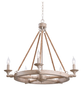 Timone Five Light Chandelier in Weathered White w/Rope (87|94085WW)
