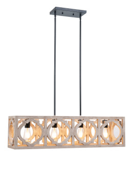 Cadmen Square Four Light Island Pendant in Black and Weathered White (87|94124WW)
