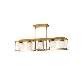 Amelia Five Light Linear Pendant in Aged Gold/Opal Matte Glass (452|LP519535AGOP)