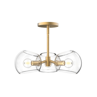 Willow Three Light Pendant in Brushed Gold/Clear Glass (452|PD548315BGCL)