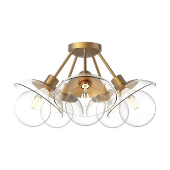 Francesca Five Light Semi-Flush Mount in Aged Gold/Clear Glass|Clear Glass/Matte Black (452|SF517220AGCL)