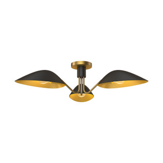 Oscar Three Light Semi-Flush Mount in Aged Gold/Matte Black (452|SF550332MBAG)