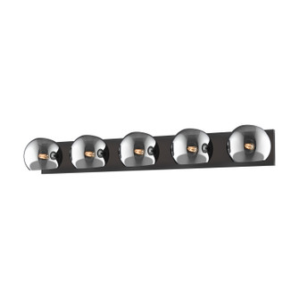 Willow Five Light Bathroom Fixtures in Matte Black/Smoked Solid Glass (452|VL548540MBSM)