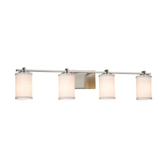 Textile Four Light Bath Bar in Brushed Nickel (102|FAB-8444-10-WHTE-NCKL)
