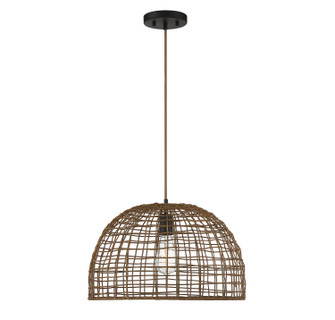One Light Pendant in Dark Rattan with a Dark Brown Socket (446|M70105DR)