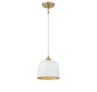 One Light Pendant in White with Natural Brass (446|M70118WHNB)