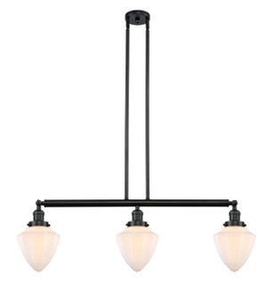 Franklin Restoration Three Light Island Pendant in Matte Black (405|213-BK-G661-7)