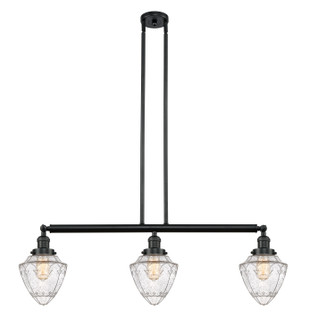 Franklin Restoration Three Light Island Pendant in Matte Black (405|213-BK-G664-7)