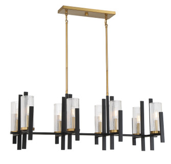 Midland Eight Light Linear Chandelier in Matte Black with Warm Brass Accents (51|1-1907-8-143)