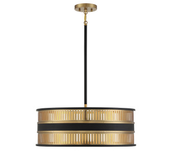 Eclipse Four Light Pendant in Matte Black with Warm Brass Accents (51|7-1812-4-143)