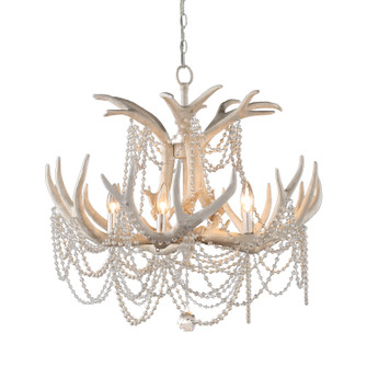 Denali Five Light Chandelier in Ivory Grey And Silver Leaf (374|H22109S-5)