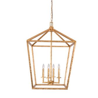 Antea Four Light Chandelier in Hammered Iron With Brushed Gold (374|H21131-4GD)