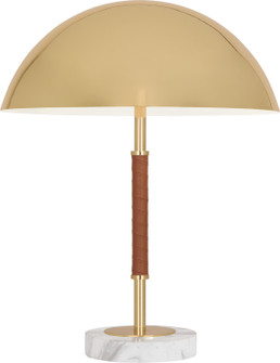 Jonathan Adler Geneva Two Light Table Lamp in Polished Brass w/ Camel Leather (165|925)