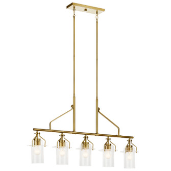 Everett Five Light Linear Chandelier in Brushed Brass (12|52379NBR)