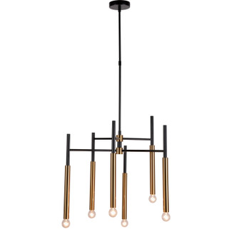 Pombia Six Light Chandelier in Matte Black & Warm Brass (508|KCH0129-6)