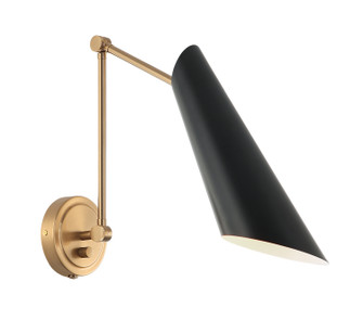Butera One Light Wall Sconce in Aged Gold Brass + Black (423|S08021AGBK)